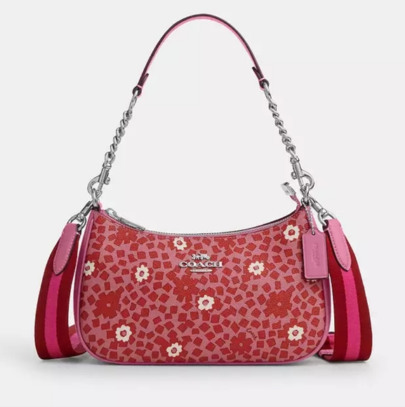 New! Coach Teri Shoulder Bag In Floral Print #CBI52 ❤️💜❤️💜❤️ - Picture 1 of 9
